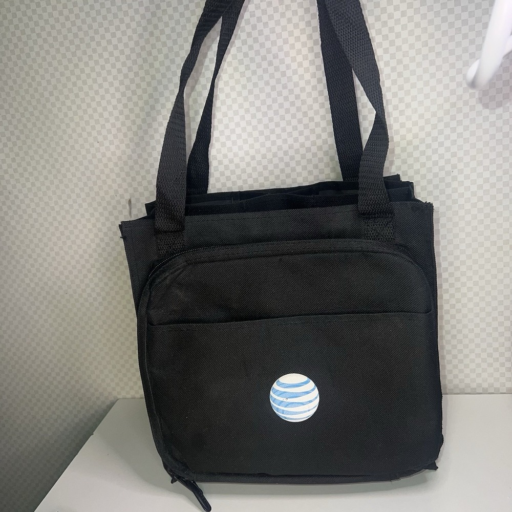 Vintage Lead's Picnic Tote Bag Black At&T Branded Several Pockets And Pouch - Picture 8 of 16
